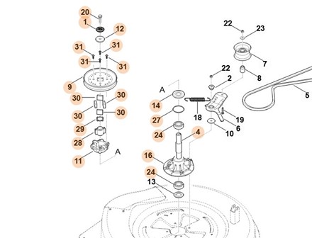 Wałek noża kompl. 6140 700 3501