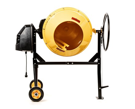 Profesjonalna betoniarka elektryczna Cedrus BT160 160L z żeliwnym wieńcem na stalowej ramie