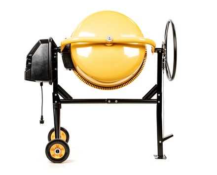 Profesjonalna betoniarka elektryczna Cedrus BT160 160L z żeliwnym wieńcem na stalowej ramie