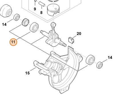 Wał korbowy STIHL KM90 KM90R FS90 OEM 4180 030 0410 oryginalna część silnika