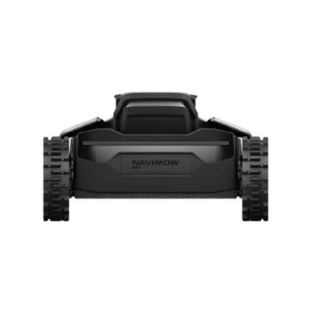 Robot koszący Segway Navimow X430 z napędem na cztery koła i dwoma dyskami tnącymi na dużym trawniku.