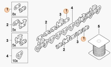 Zestaw spinek do łańcucha STIHL  .325" 1,5 mm 8szt