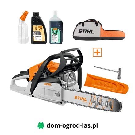 Zestaw STIHL MS 212 z olejem HP Super 1 l, olejem ForestPlus 1 l, butelką do mieszanki paliwowej, torbą transportową, osłoną prowadnicy i kluczem serw