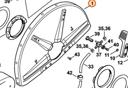  Oryginalna osłona tarczy tnącej Stihl 350 mm 14 cali o numerze katalogowym 4224 700 8103 do przecinarek spalinowych