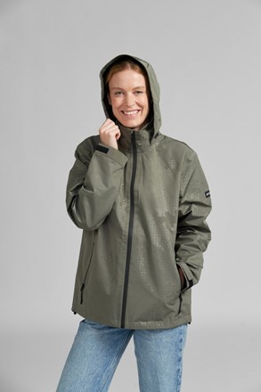Zielona kurtka przeciwdeszczowa STIHL WEATHER PROTECTION PIXEL z pikselowym wzorem