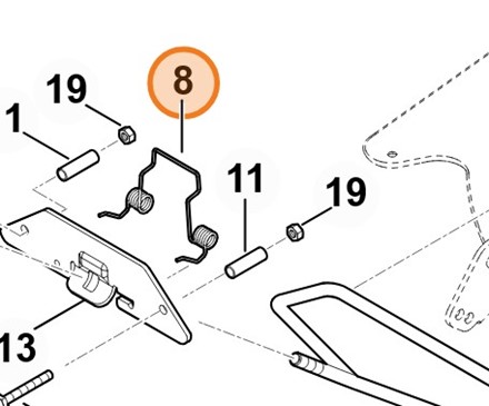 Sprężyna skrętna STIHL 6140 703 4930 do traktorka ogrodowego