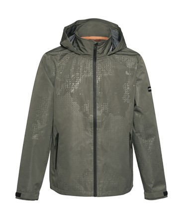 Zielona kurtka przeciwdeszczowa STIHL WEATHER PROTECTION PIXEL z pikselowym wzorem