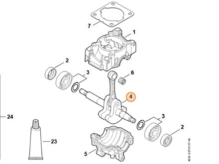Wał korbowy Stihl 4241 030 0401 do dmuchaw i odkurzaczy–rozdrabniaczy BG 56, BG 86, SH 56, SH 86