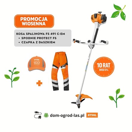 Kosa spalinowa STIHL FS 491 C-EM ze spodniami Protect FS i czapką odblaskową – promocja wiosenna 10 rat 0%
