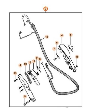 Rękojeść manipulacyjna z cięgnem gazu 4151 790 4902