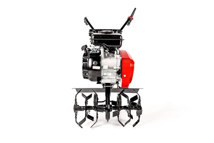 Mała glebogryzarka spalinowa Cedrus GL08 z kołami transportowymi i silnikiem Weima