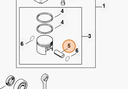 Sworzeń tłokowy 10x6,5x25 1132 034 1501,  018 C, MS 212 C-BE, MS 192 T, MS 180 C-BE, MS 182, 018, MS 180, MS 192 C-E, MS 211, MS 212.