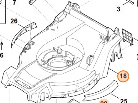 Oryginalna polimerowa obudowa korpus kosiarki Stihl OEM WA41 700 8515 do modeli RM 448.3