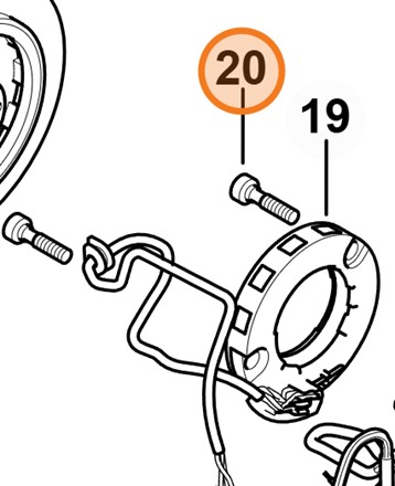 Oryginalna metalowa śruba metryczna M5 Stihl OEM 1147 404 7800 przeznaczona do montażu elementów pilarki spalinowej Stihl MS 500i