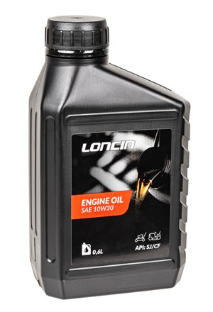  Butelka oryginalnego oleju silnikowego Loncin 10W30 o pojemności 0.6 litra do czterosuwowych silników ogrodniczych.