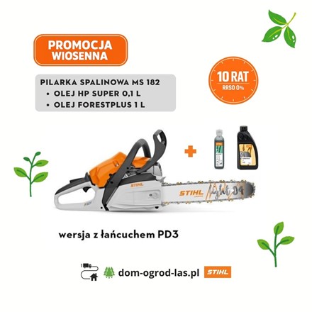 Pilarka spalinowa STIHL MS 182 z olejem HP Super i ForestPlus – promocja wiosenna 10 rat 0%