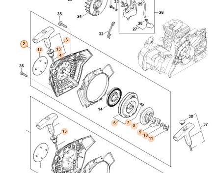 Obudowa wentylatora z rozrusznikiem Stihl 1148 080 2107 oryginalna część