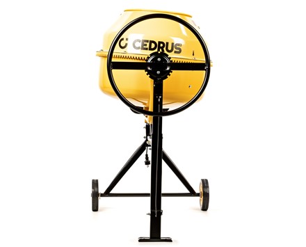 Profesjonalna betoniarka elektryczna Cedrus BT160 160L z żeliwnym wieńcem na stalowej ramie