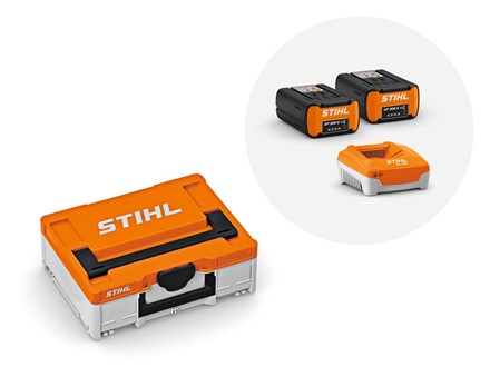 STIHL POWER BOX 1 x AP200 + AL301 – zestaw akumulatorowy składający się z dwóch akumulatorów AP 200, szybkiej ładowarki AL 301 oraz solidnej skrzynki 