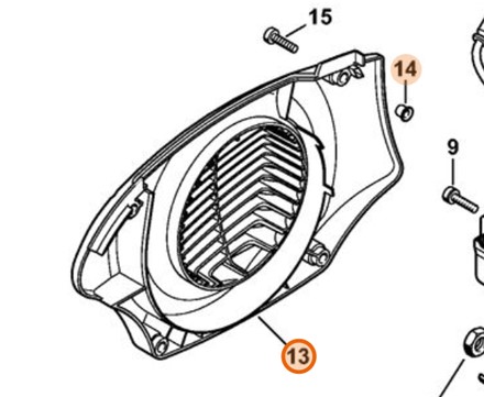 Oryginalna plastikowa osłona wirnika wentylatora chłodzącego Stihl OEM 4224 080 3100 do przecinarek spalinowych TS 700 i TS 800