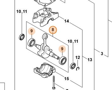 Wał korbowy z łożyskiem 1148 030 1011