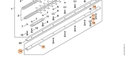 Oryginalny metalowy zestaw naprawczy komponentów do regulacji luzu listwy tnącej Stihl OEM 4237 007 1008 o długości 600 mm