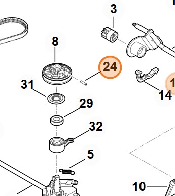 Oryginalny kołek rozprężny 5x36 mm Stihl OEM 9380 620 2730 do układu napędowego kosiarki