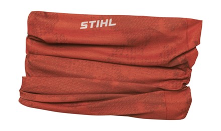 Komin PIXEL STIHL pomarańczowy z pikselowym wzorem i białym logo