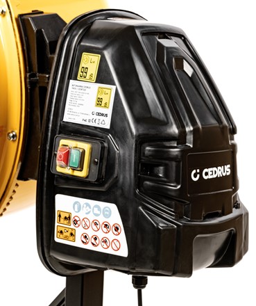 Profesjonalna betoniarka elektryczna Cedrus BT220 o pojemności 220L z żeliwnym wieńcem i kołem przechyłu