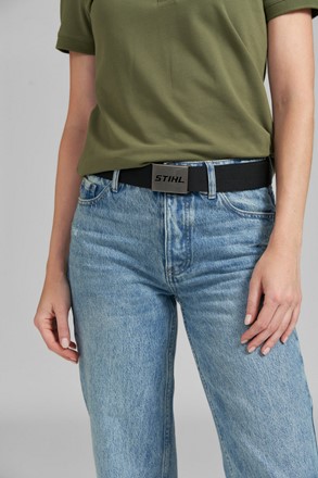 Czarny pasek CLASSIC STIHL z metalową klamrą i logo