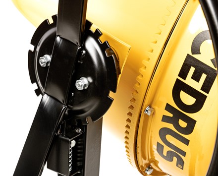 Profesjonalna betoniarka elektryczna Cedrus BT160 160L z żeliwnym wieńcem na stalowej ramie