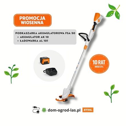 Podkaszarka akumulatorowa STIHL FSA 50 z akumulatorem AK 10 i ładowarką AL 101 – promocja wiosenna 10 rat 0%