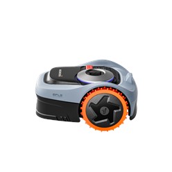 Bezprzewodowy robot koszący Segway Navimow i205 AWD pracujący w ogrodzie z gęstą roślinnością