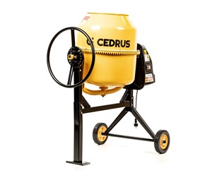 Betoniarka elektryczna Cedrus BT120 120L na stalowej ramie z kołami transportowymi