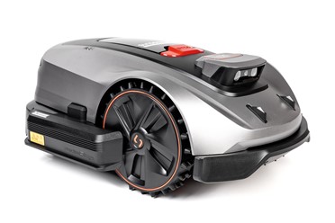 Robot koszący Sunseeker Elite X3 Gen 2 pracujący w ogrodzie bez przewodu ograniczającego.