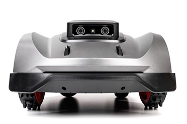 Robot koszący Sunseeker Elite X3 Gen 2 pracujący w ogrodzie bez przewodu ograniczającego.