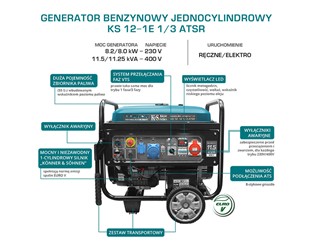 Generator benzynowy jednocylindrowy "Könner & Söhnen" KS 12-1E 1/3 ATSR