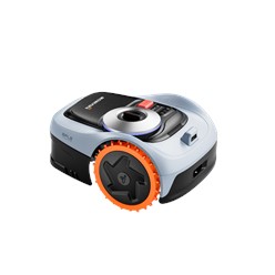 Bezprzewodowy robot koszący Segway Navimow i205 AWD pracujący w ogrodzie z gęstą roślinnością