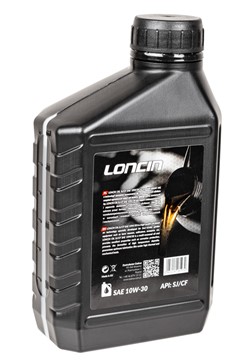  Butelka oryginalnego oleju silnikowego Loncin 10W30 o pojemności 0.6 litra do czterosuwowych silników ogrodniczych.