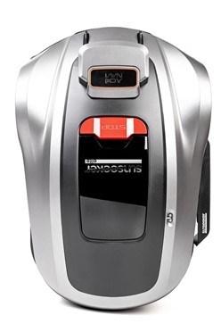 Robot koszący Sunseeker Elite X3 Gen 2 pracujący w ogrodzie bez przewodu ograniczającego.
