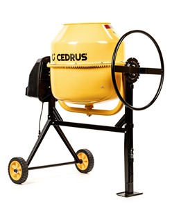 Profesjonalna betoniarka elektryczna Cedrus BT220 o pojemności 220L z żeliwnym wieńcem i kołem przechyłu