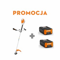 Kosa akumulatorowa STIHL FSA 200 z ergonomicznym oburęcznym uchwytem, widok z przodu na cały produkt, biało-pomarańczowa obudowa