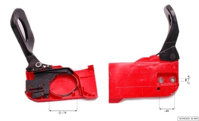 Kompletna osłona hamulca z napinaczem i taśmą do pilarek spalinowych NAC CS4500 i CS5200.