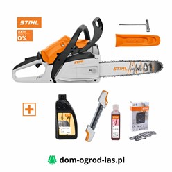 Zestaw STIHL: pilarka spalinowa MS 172, olej HP 100 ml, prowadnik 2-w-1 3/8'' P 4,0 mm, łańcuch 3/8 P 1,3 RS i olej ForestPlus 1 l
