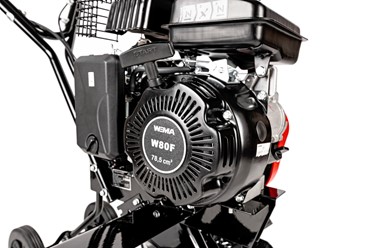 Mała glebogryzarka spalinowa Cedrus GL08 z kołami transportowymi i silnikiem Weima