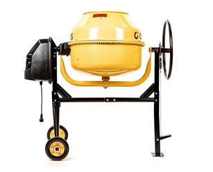 Profesjonalna betoniarka elektryczna Cedrus BT160 160L z żeliwnym wieńcem na stalowej ramie