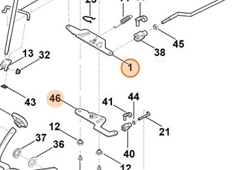 zestaw dźwigni i dźwigienki (wybór kierunku jazdy)