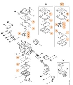 Zestaw podzespołów gaźnika RB-176 Z000 001 K070