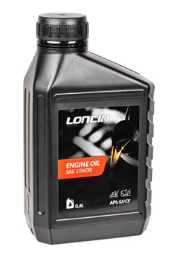  Butelka oryginalnego oleju silnikowego Loncin 10W30 o pojemności 0.6 litra do czterosuwowych silników ogrodniczych.
